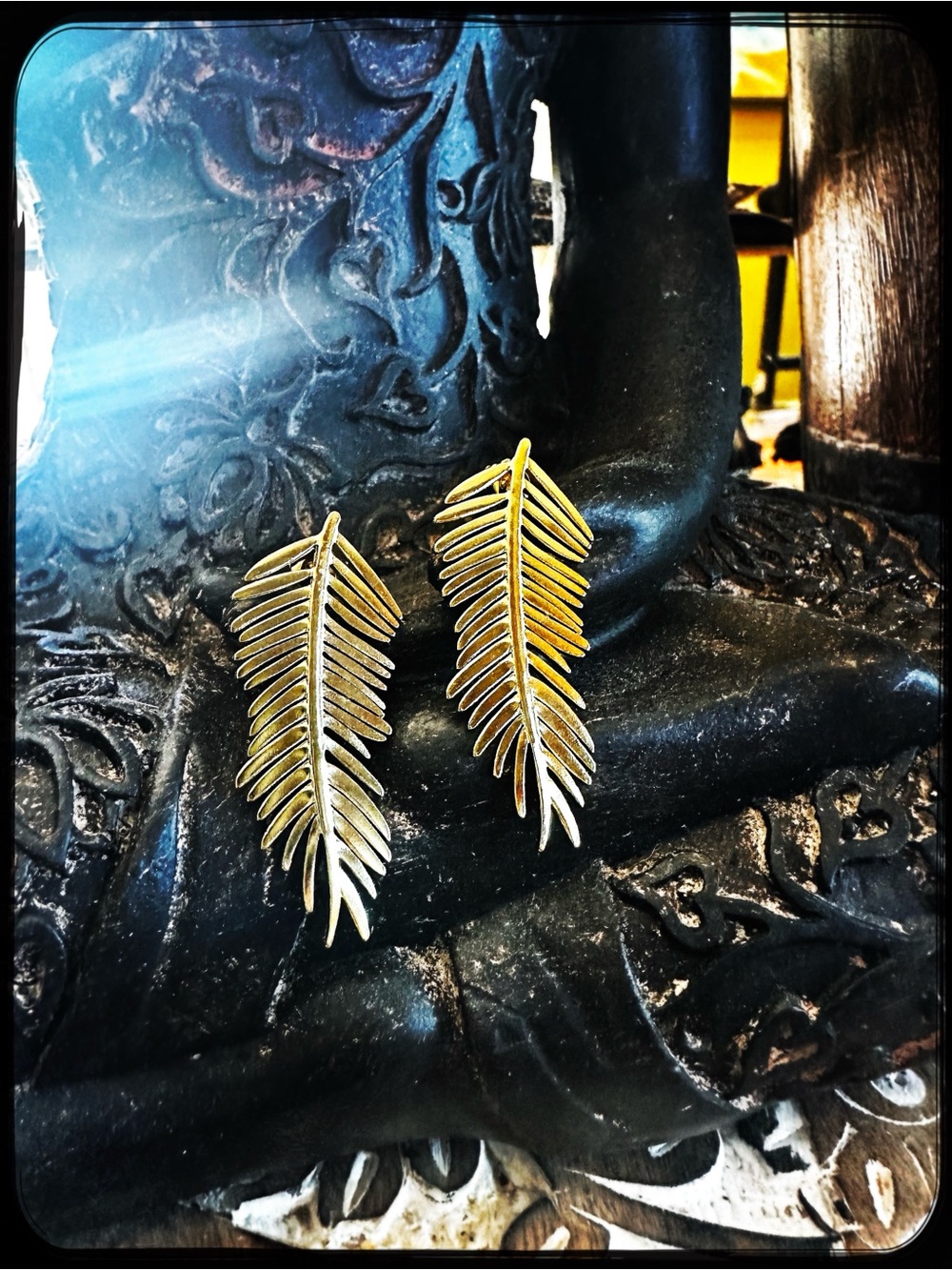 Gold Palm Frond Earrings, Posts